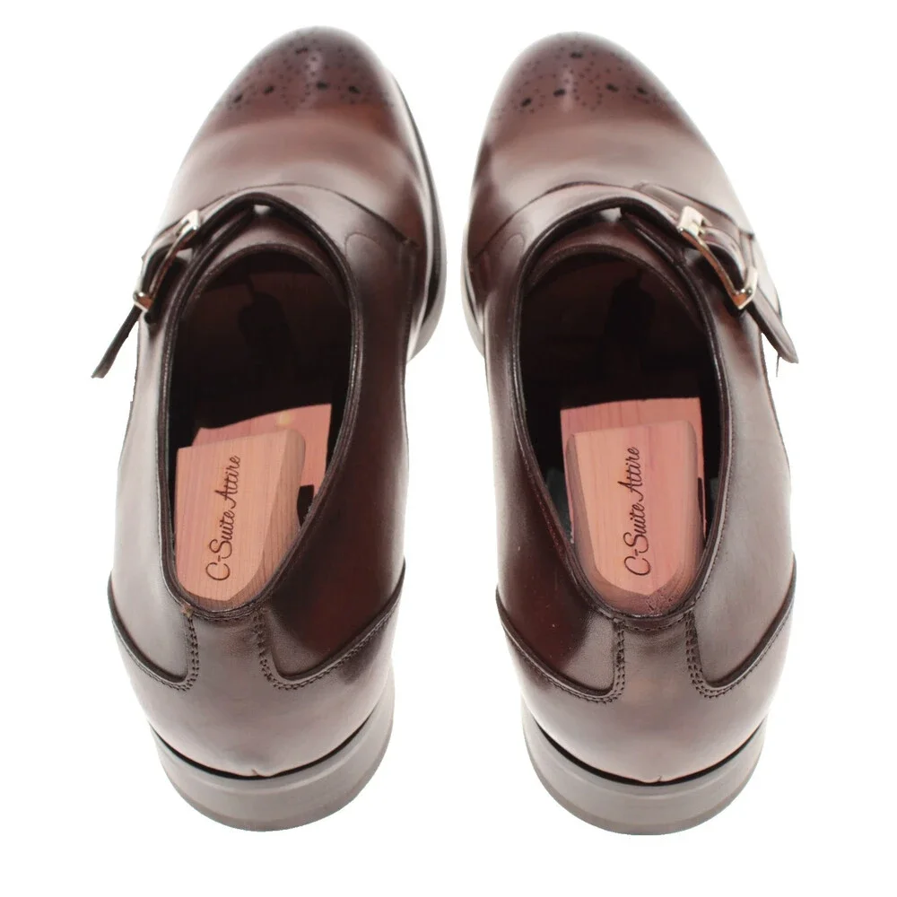 Pastori NWB Single Monk Strap Dress Shoes Size 11.5 US in Brown Leather